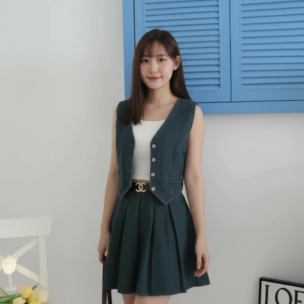 Chanell Denim Vest Set Wear <i class="fa-regular fa-pen-to-square" style="color: #FFD43B;"></i>