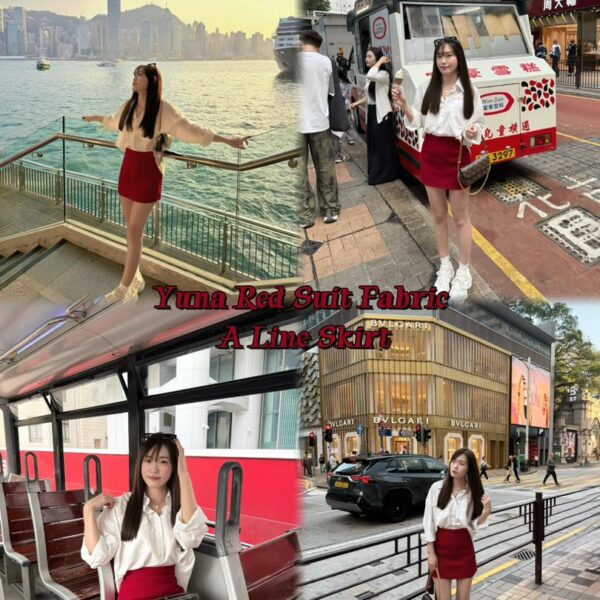 Yuna Red Suit Fabric A Line Skirt <i class="fa-regular fa-pen-to-square" style="color: #FFD43B;"></i>