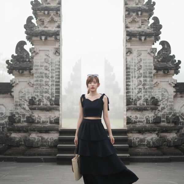 Maisy Ribbon Tie Long Dress <i class="fa-regular fa-pen-to-square" style="color: #FFD43B;"></i>