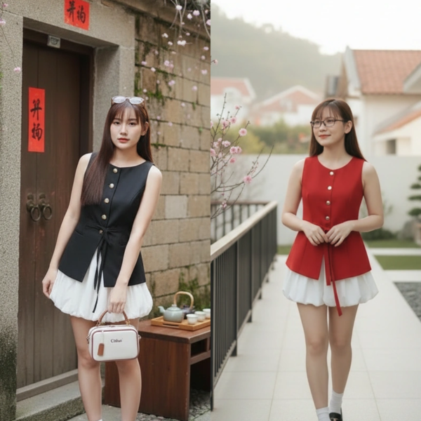 Ying Yue Gold Button Waist-Tie Top <i class="fa-regular fa-pen-to-square" style="color: #FFD43B;"></i>